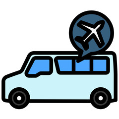 Airport Shuttle lineal multi color icon, related to hotel service, travel, vacation theme. use for modern concept, UI or UX kit, web and app development