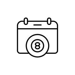 Billiard date outline icons, minimalist vector illustration ,simple transparent graphic element .Isolated on white background