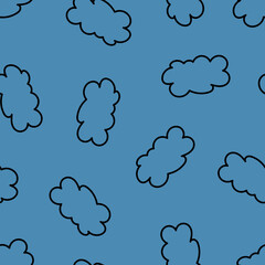 Seamless Clouds on Blue Background. Floating Clouds. Seamless Pattern with Blue Cloud.