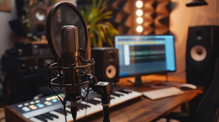 Fototapeta premium Small, affordable podcast studio