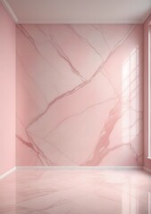 Minimalist Empty Studio Room With Blurred shadow Gentle Lights On Pink Marble Wall
