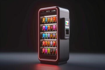 Modern Vending Machine with Colorful Drinks
