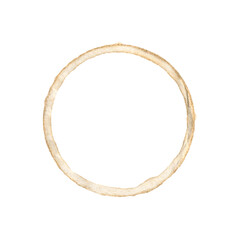 Brown Coffee Cup Mark on Isolated on White Background. Watercolor Coffee and Tea Circle Spot.
