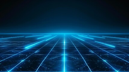 Wireframe abstract 3D render. Retro line grid illustration in the future