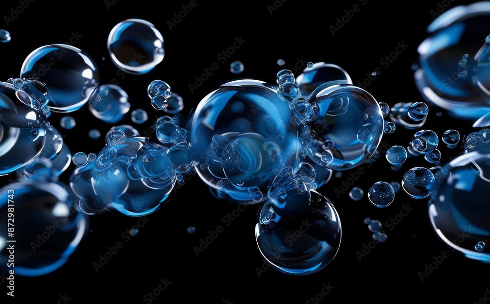 Poster creating a chaotic liquid in open space. background with fluid splashes. design element.