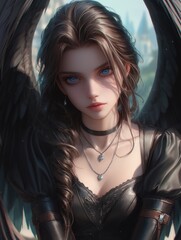 Fototapeta premium woman with black wings