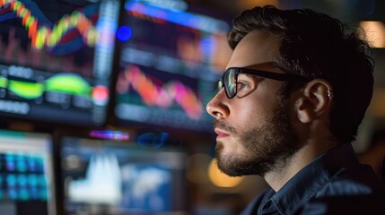 Fototapeta premium A financial analyst Looking at investment trend graphs.