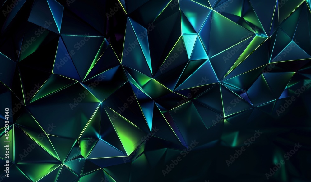 Poster chaos in a 3d rendering. contemporary background with futuristic polygonal shapes. sharp lines and d