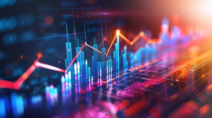 Naklejka premium Growth arrow business graph on white background, highlighting success in finance with 3d investment chart, financial profit market diagram, data analysis, and digital report for professional marketing