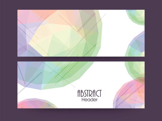 Abstract Geometric Style Social Media Banner or Header Design in Two Options.