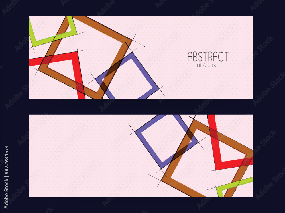 Poster abstract geometric style social media banner or header design in two options.