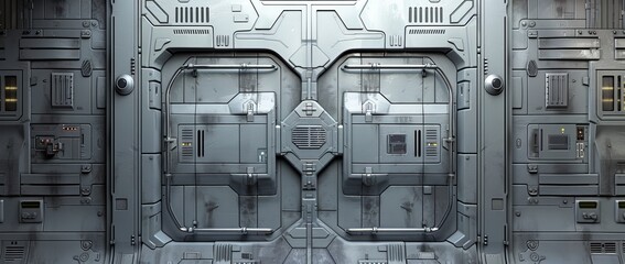 Multifunction sci-fi cyber space age wall. Space station. shielded mechanism. sci-fi space ship. sci-fi hands-on editing.