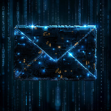 electronic mail and binary code abstract