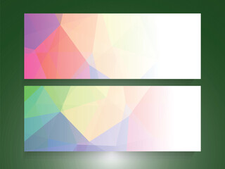 Social Media Banner or Header Design Set in Colorful Abstract Polygonal.