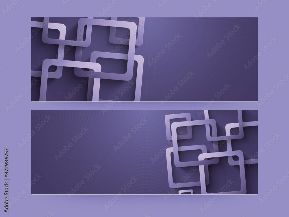 Wall mural social media banner or header design with abstract square pattern in two options.
