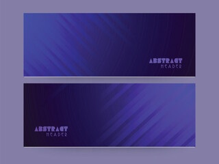 Naklejka premium Abstract Social Media Banner or Header Design Set in Dark Blue Color.