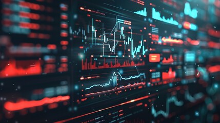 Obraz premium Futuristic Crypto Interface with Real-Time Market Data and Trends