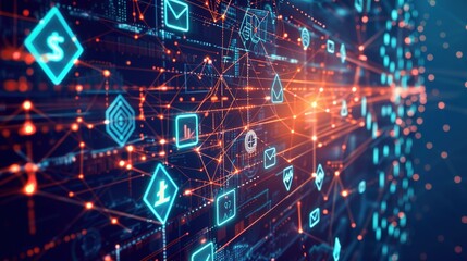 Obraz premium Futuristic Decentralized Finance Network on Technological Background