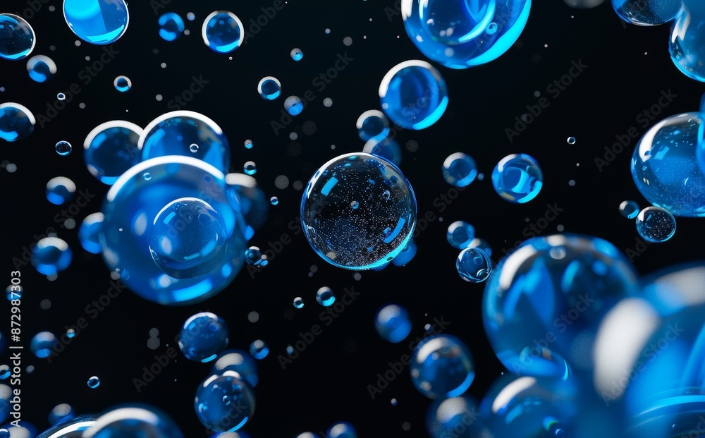 Poster abstract 3d rendering of chaotic liquid splashing in empty space. design element.