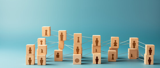 Wooden block people with gender symbols