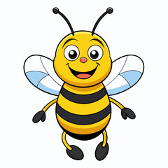 cartoon happy bee isolated on vector art color des