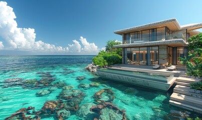Obraz premium Luxury Water Villas in the Maldives: Stunning Seaside Escapes