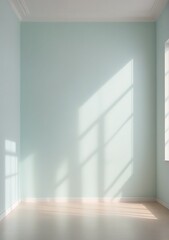 Fototapeta premium Minimalist Empty Studio Room With Blurred shadow Gentle Lights On Pastel Wall