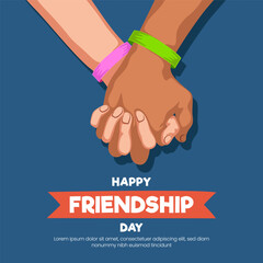 Happy Friendship Day clip art two hands holding each other strongly banner background