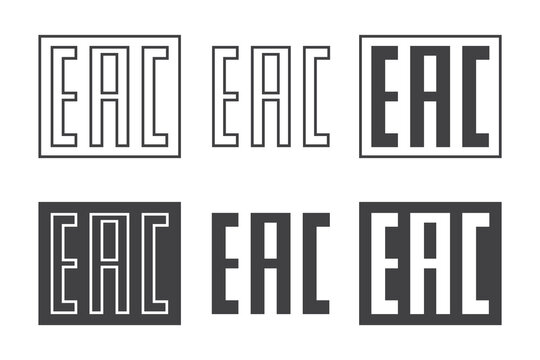 The EAC icon set indicates product certification per the standards of the Eurasian Economic Union.