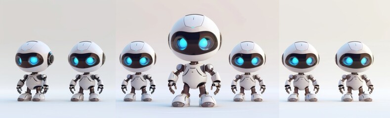 Fototapeta premium Stock image of cute robots on transparent background
