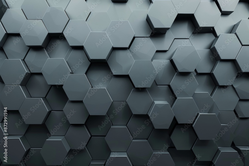 Poster design of futuristic surface with hexagons in 3d. contemporary sci-fi background with bokeh effect. 