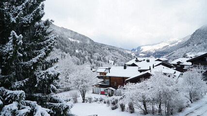 Chalet ski resort in the mountains