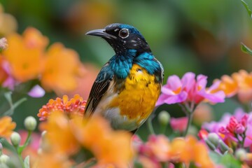 Vibrant Bird Among Blossoms