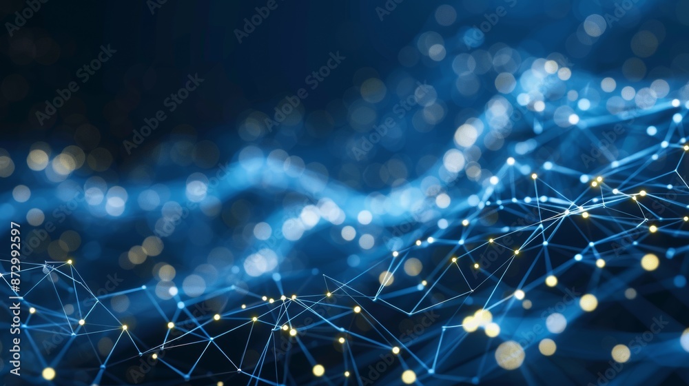 Poster polygonal space background with connecting lines and dots. 3d rendering.