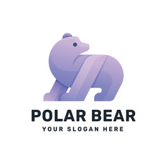 Polar bear logo icon design vector illustration, gradient colorful style logo for company