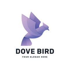 Dove logo icon design vector illustration, gradient colorful style logo for company