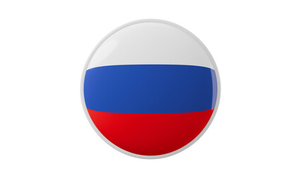 Russia, russian Circle flag icon . Transparent backgound. 3d rendered with alpha channel. Round shape.