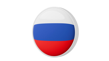 Russia, russian Circle flag icon . Transparent backgound. 3d rendered with alpha channel. Round shape.