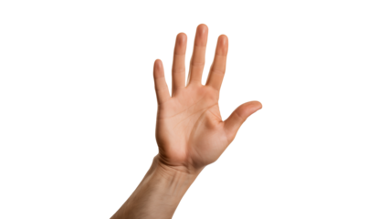 Hand showing hi sign cutout