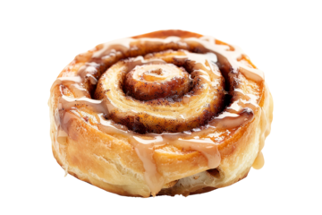 A cinnamon roll with a glaze on top