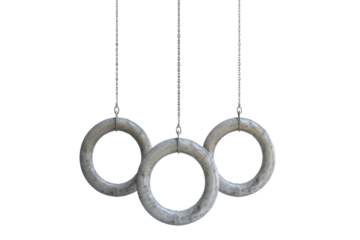 Three round metal rings hanging from a chain
