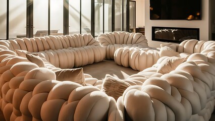 Obraz premium Massive living room with chunky white sofas