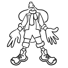 isolated black and white doodle illustration of female in vector. element for logo design postcard poster logo sticker