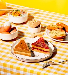 breakfast with fried eggs and toast