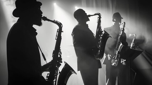 A jazz band playing at a night club or theater