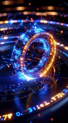 Obraz premium Futuristic digital abstract representation with glowing lights and geometric patterns, creating a high-tech and sci-fi ambiance