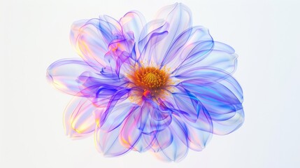 Obraz premium Colorful abstract digital flower on white background, futuristic botanical art concept