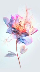 Obraz premium Abstract digital art of a vibrant flower with glowing hues on a white background