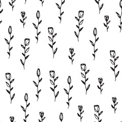 Hand Drawn Floral Stems Pattern