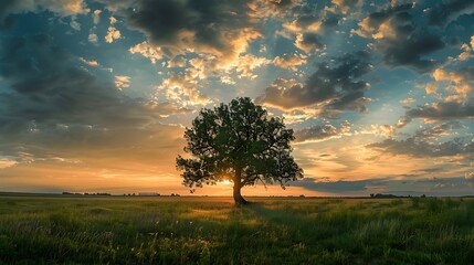 Solitary Tree in a Golden Sunset